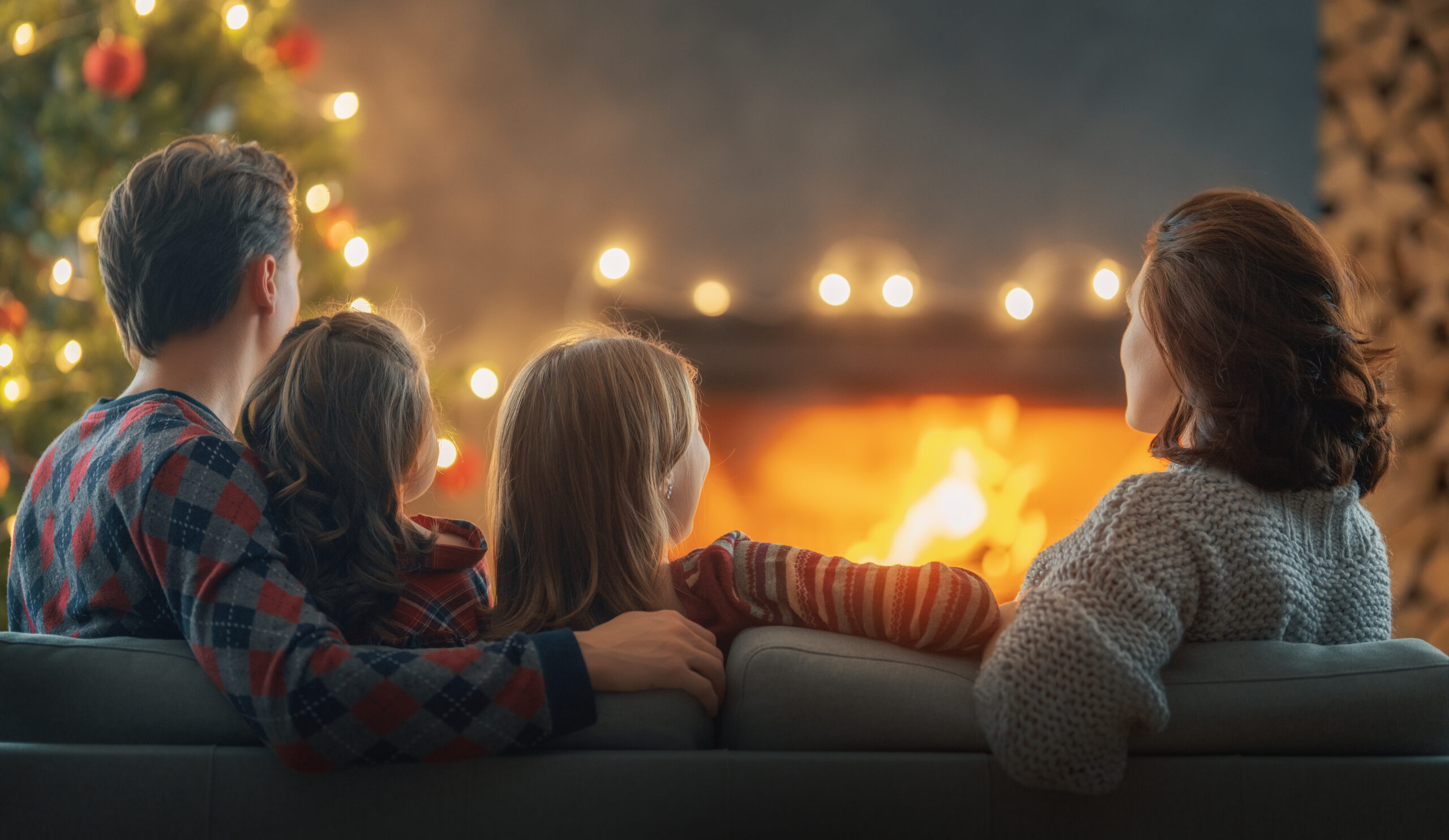 family celebrating Christmas